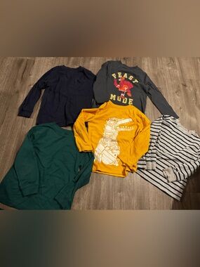 Carter's Kids Long-Sleeve Tees in Navy, Charcoal, Mustard, Forest Green, Stripe